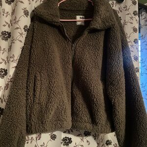 SO Women's Army Green Sherpa Jacket
